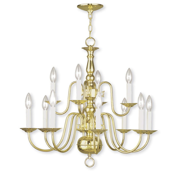 Livex Lighting - 5012-02 - 12 Light Chandelier - Williamsburgh - Polished Brass