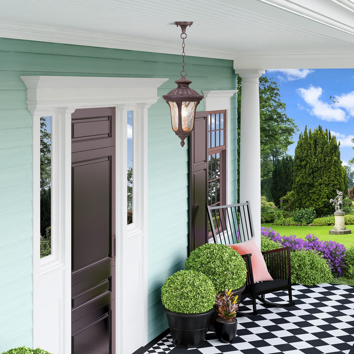Livex Lighting - 7654-58 - One Light Outdoor Pendant - Oxford - Hand Applied Imperial Bronze