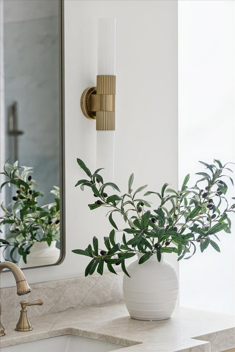 Rue Two Light Vanity Brushed Gold-Bathroom Fixtures-Alora-Lighting Design Store