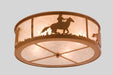 Meyda Tiffany - 24460 - Four Light Flushmount - Cowboy & Steer - Rust