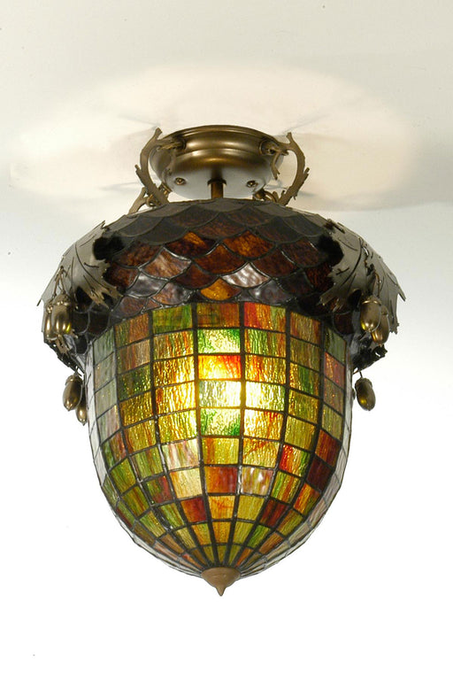 Meyda Tiffany - 98063 - One Light Flushmount - Greenbriar Oak - Antique Copper