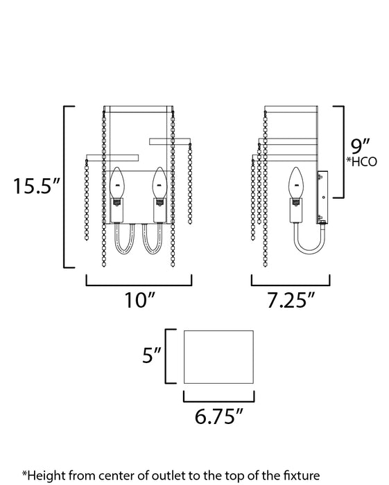 Fontaine Two Light Wall Sconce-Sconces-Maxim-Lighting Design Store