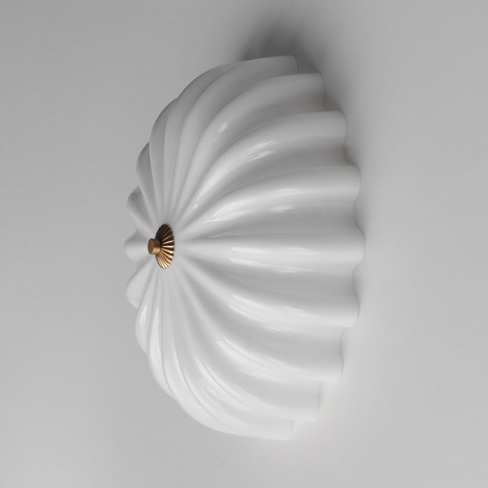 Bundt Three LIght Wall Sconce / Flush Mount White/Natural Aged Brass