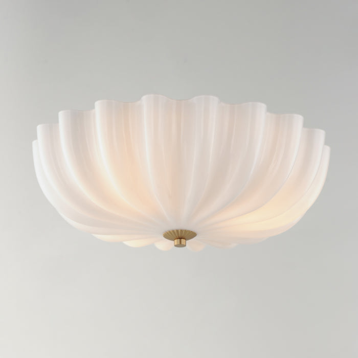 Bundt Three LIght Wall Sconce / Flush Mount White/Natural Aged Brass