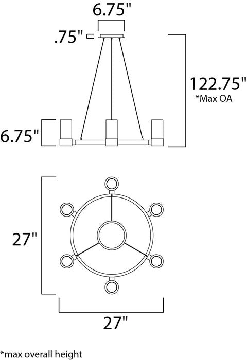 Silo Six Light Chandelier-Mid. Chandeliers-Maxim-Lighting Design Store