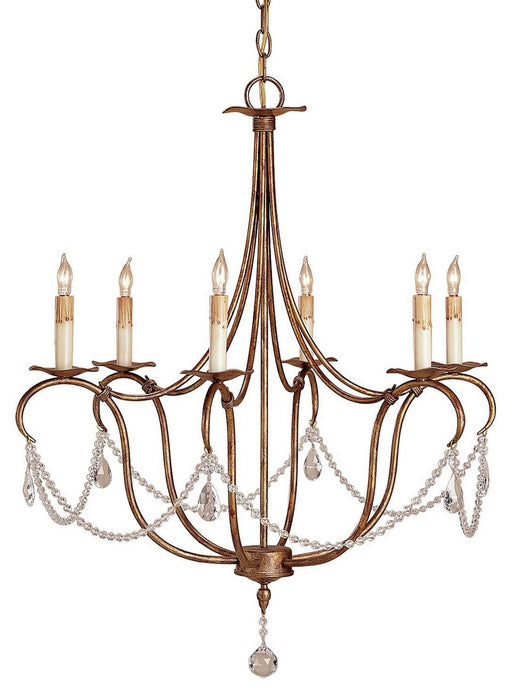 Currey and Company - 9880 - Six Light Chandelier - Crystal - Rhine Gold