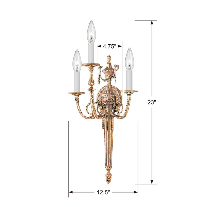Crystorama - 663-MB - Three Light Wall Sconce - Loxley - Matte Brass