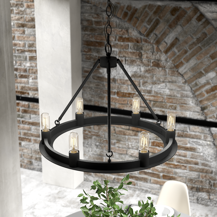 Saddlewood Chandelier-Mid. Chandeliers-Hunter-Lighting Design Store