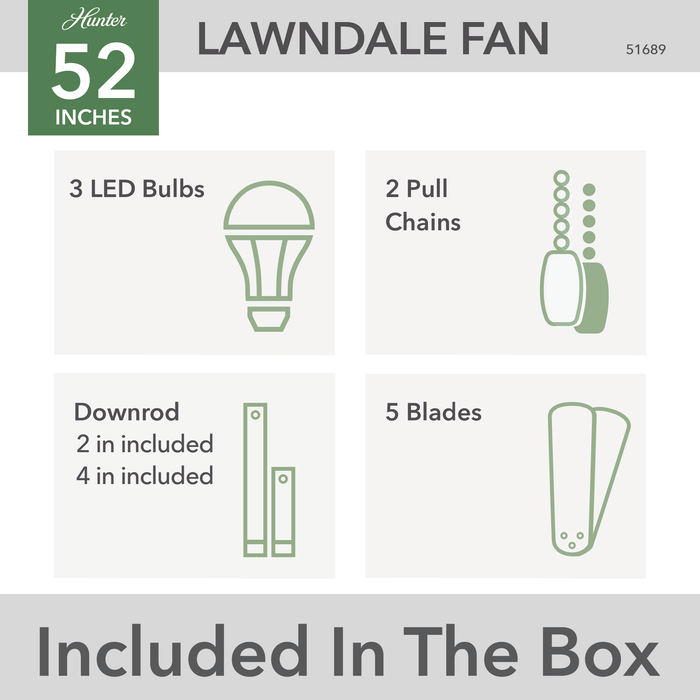 Lawndale 52" Ceiling Fan-Fans-Hunter-Lighting Design Store