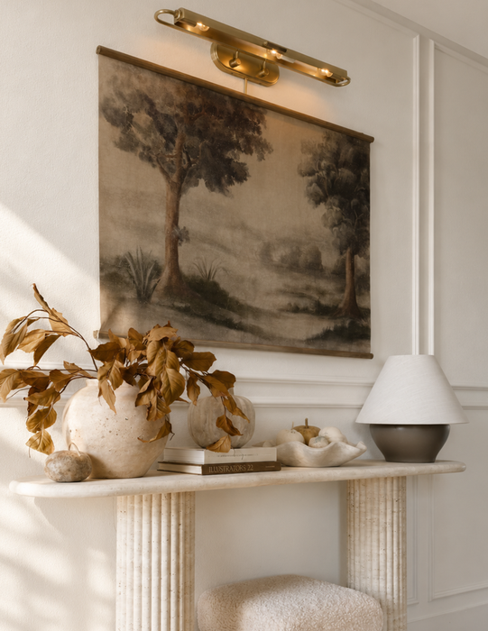 Caillier LED Picture Light Lacquered Brass