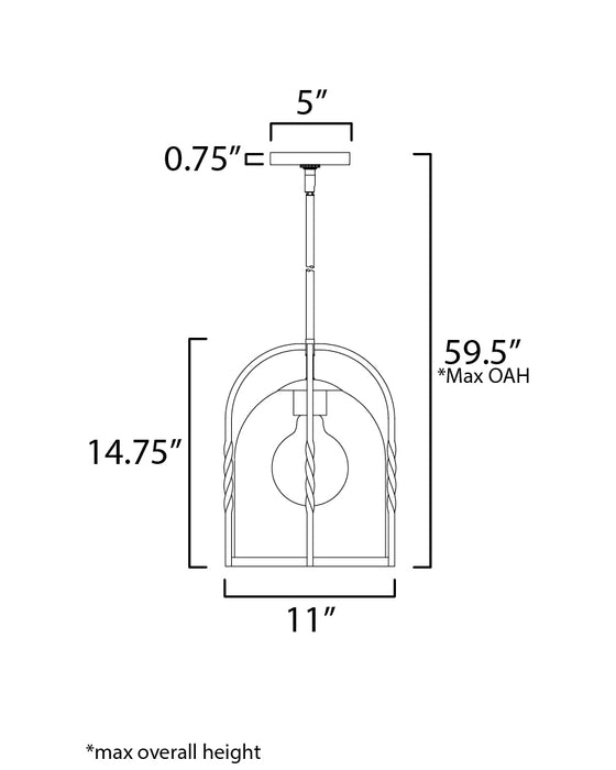 Foundry One Light Outdoor Pendant-Exterior-Maxim-Lighting Design Store