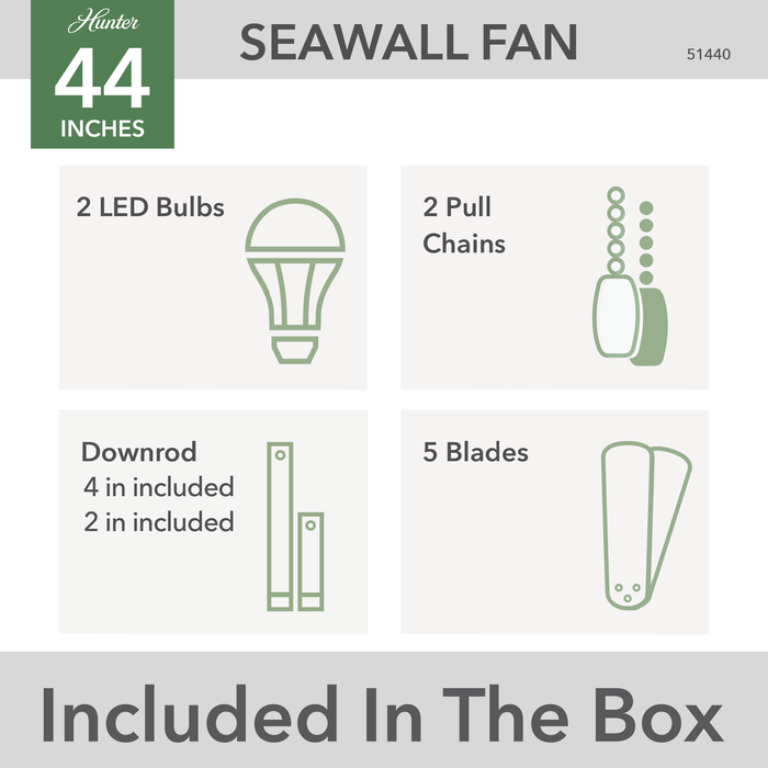 Seawall 44"Ceiling Fan-Fans-Hunter-Lighting Design Store