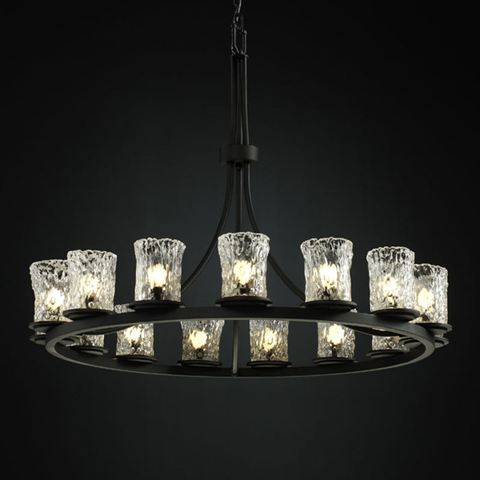 Justice Designs - GLA-8715-16-CLRT-MBLK - 15 Light Chandelier - Veneto Luce - Matte Black