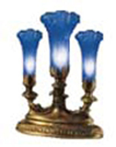 Blue Pond Lily Three Light Accent Lamp