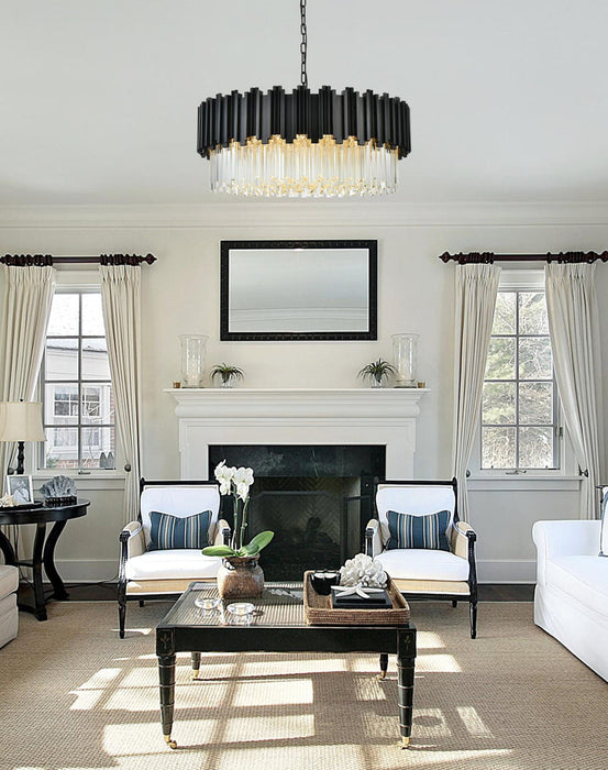 Willow Ten Light Chandelier Black and Clear