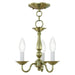 Livex Lighting - 5009-01 - Three Light Mini Chandelier/Ceiling Mount - Williamsburgh - Antique Brass