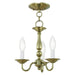 Livex Lighting - 5009-01 - Three Light Mini Chandelier/Ceiling Mount - Williamsburgh - Antique Brass