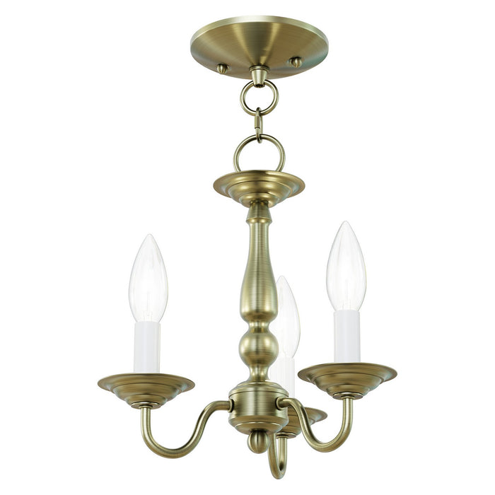 Livex Lighting - 5009-01 - Three Light Mini Chandelier/Ceiling Mount - Williamsburgh - Antique Brass