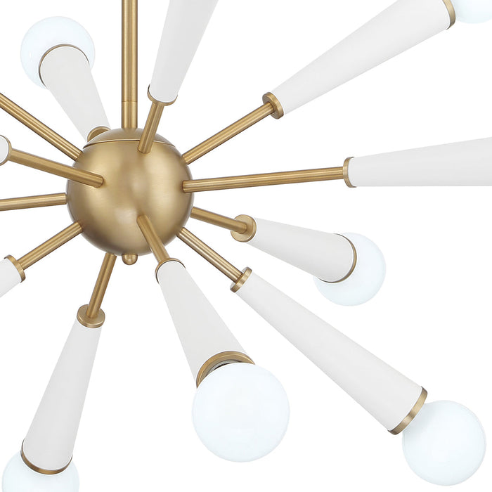 Zodiac 12 Light Chandelier Aged Brass + Matte White