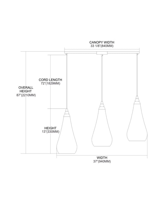 ELK Home - 546-3L-SLVM-CRC - Three Light Pendant - Curvalo - Satin Nickel