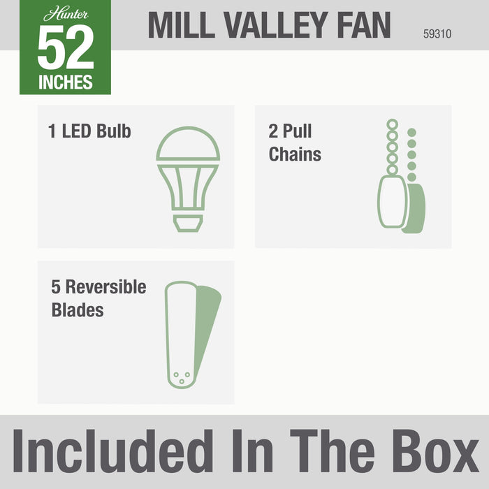 Mill Valley 52" Ceiling Fan-Fans-Hunter-Lighting Design Store