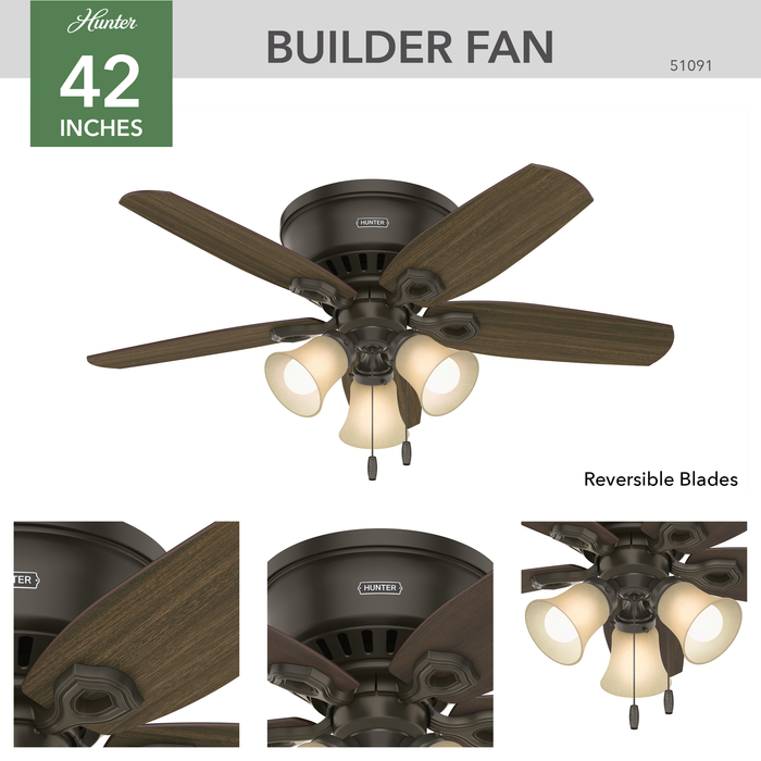 Builder 42" Ceiling Fan-Fans-Hunter-Lighting Design Store