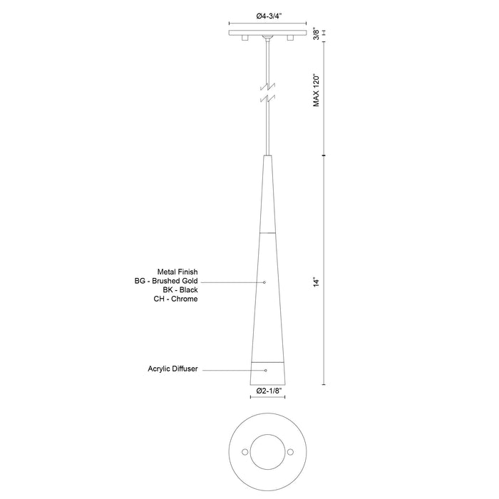 Ultra LED Pendant Brushed Gold-Mini Pendants-Kuzco Lighting-Lighting Design Store