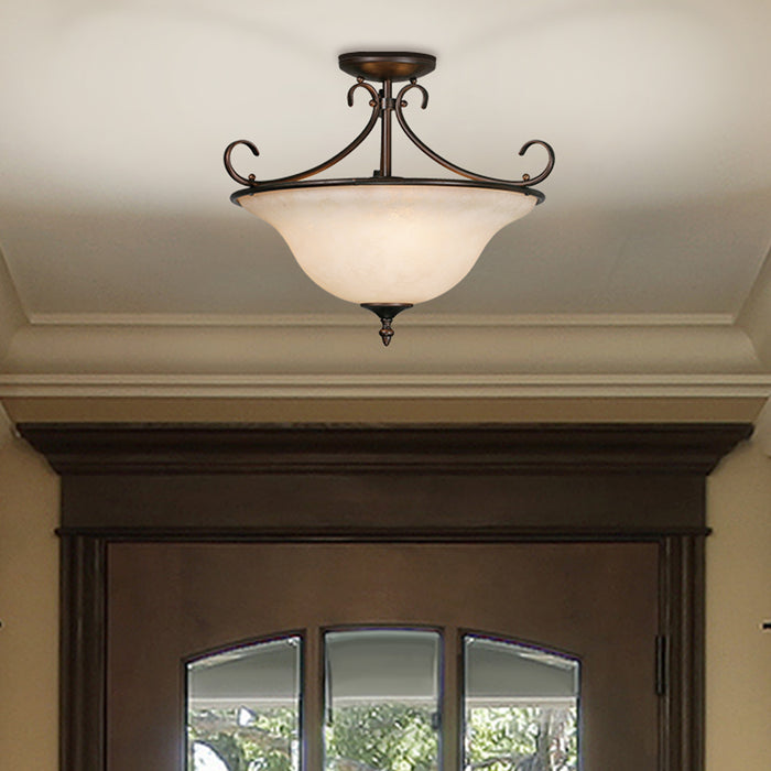 Golden - 8606-SF RBZ-TEA - Three Light Semi-Flush Mount - Homestead - Rubbed Bronze