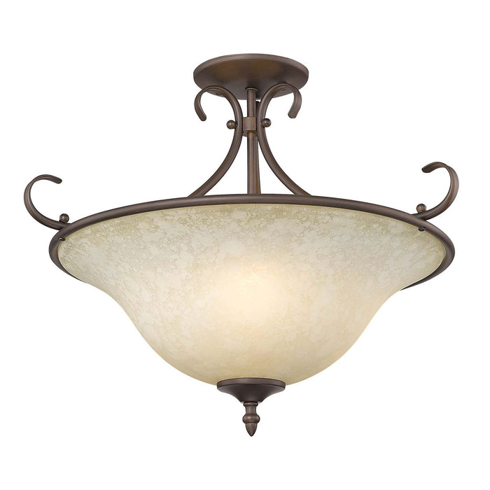 Golden - 8606-SF RBZ-TEA - Three Light Semi-Flush Mount - Homestead - Rubbed Bronze