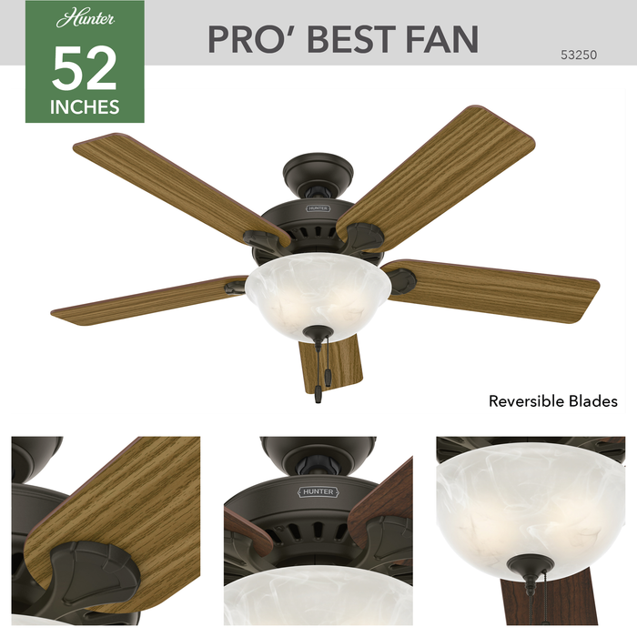 Pro's Best 52" Ceiling Fan-Fans-Hunter-Lighting Design Store