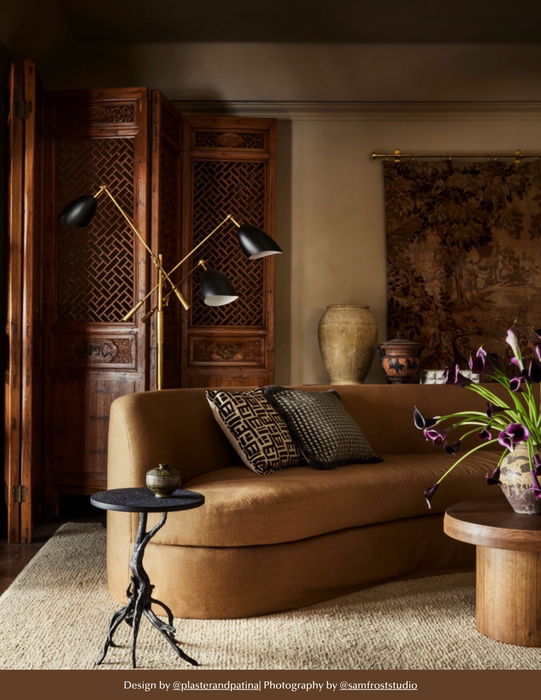 Sommerard Three Light Floor Lamp Hand-Rubbed Antique Brass and Black-Lamps-Visual Comfort Signature-Lighting Design Store