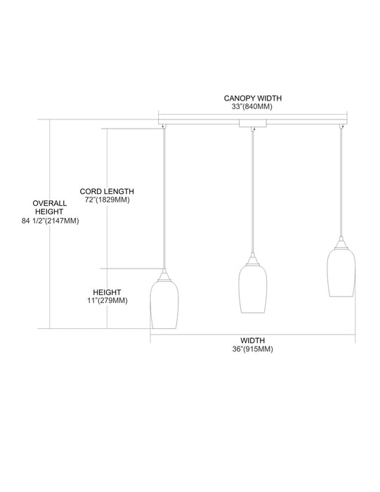 ELK Home - 31137/3L - Three Light Pendant - Sandstone - Satin Nickel