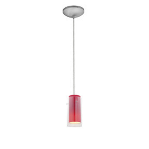Glass'n Glass Cylinder One Light Pendant Brushed Steel