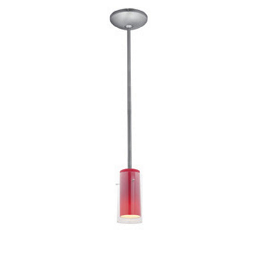 Glass'n Glass Cylinder One Light Pendant Brushed Steel