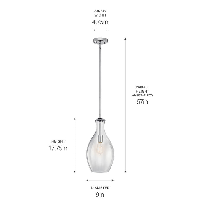 Kichler - 42047CH - One Light Pendant - Everly - Chrome
