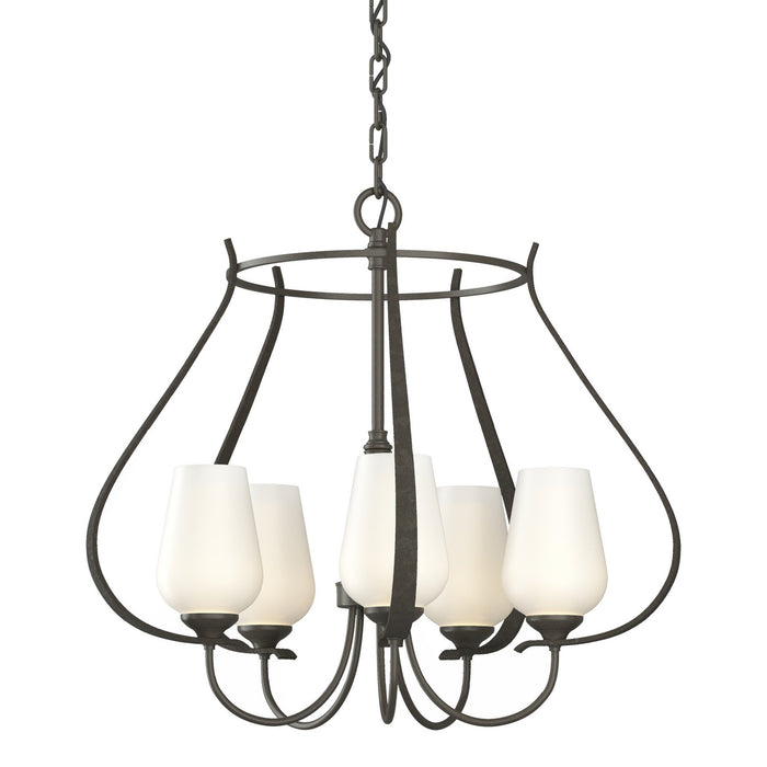 Hubbardton Forge - 103045-SKT-07-GG0303 - Five Light Chandelier - Flora - Dark Smoke