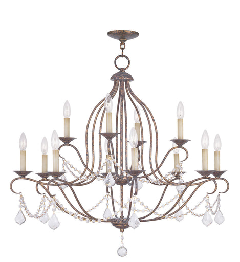 Chesterfield 12 Light Chandelier Hand Applied Venetian Golden Bronze