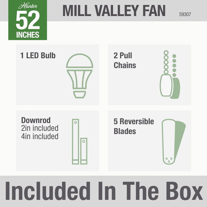 Mill Valley 52" Ceiling Fan-Fans-Hunter-Lighting Design Store