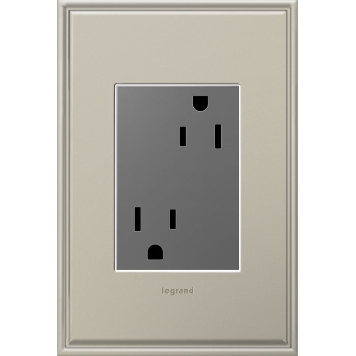 Legrand - ARTR153M4 - Tamper-Resistant Outlet, Plus Size - Adorne - Magnesium