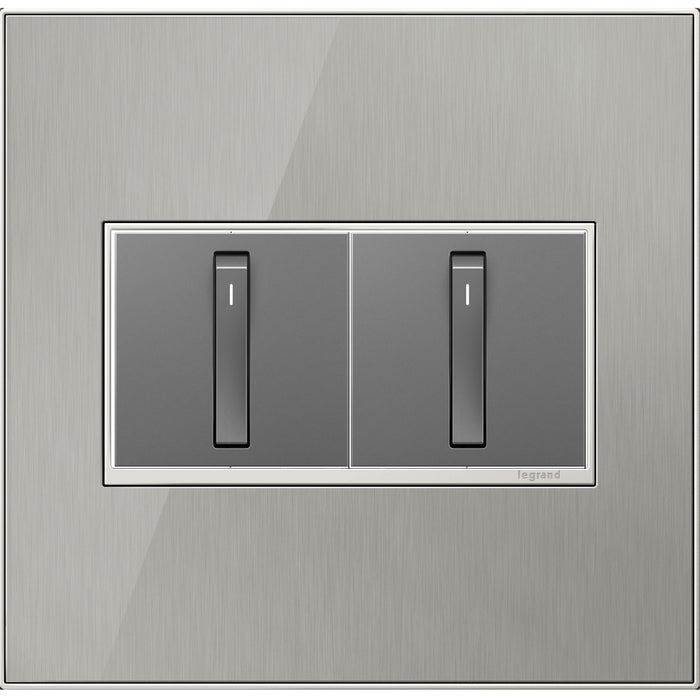 Legrand - AWM2GMS4 - Gang Wall Plate - Adorne - Brushed Stainless