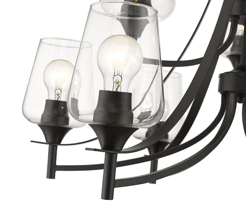 Joliet Nine Light Chandelier Matte Black