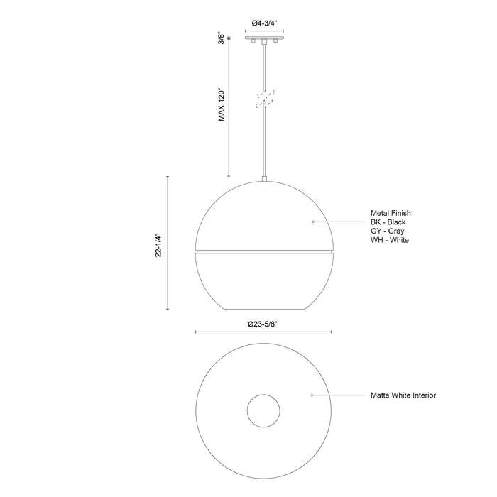 Lucas One Light Pendant White-Pendants-Kuzco Lighting-Lighting Design Store