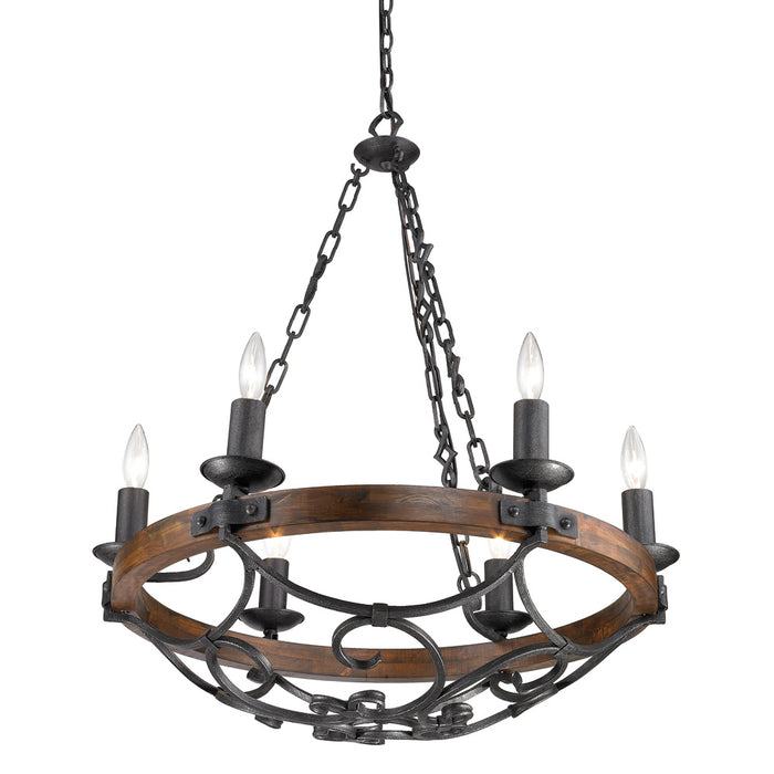 Golden - 1821-6 BI - Six Light Chandelier - Madera - Black Iron