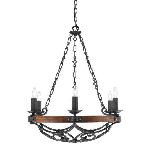 Madera Six Light Chandelier Black Iron
