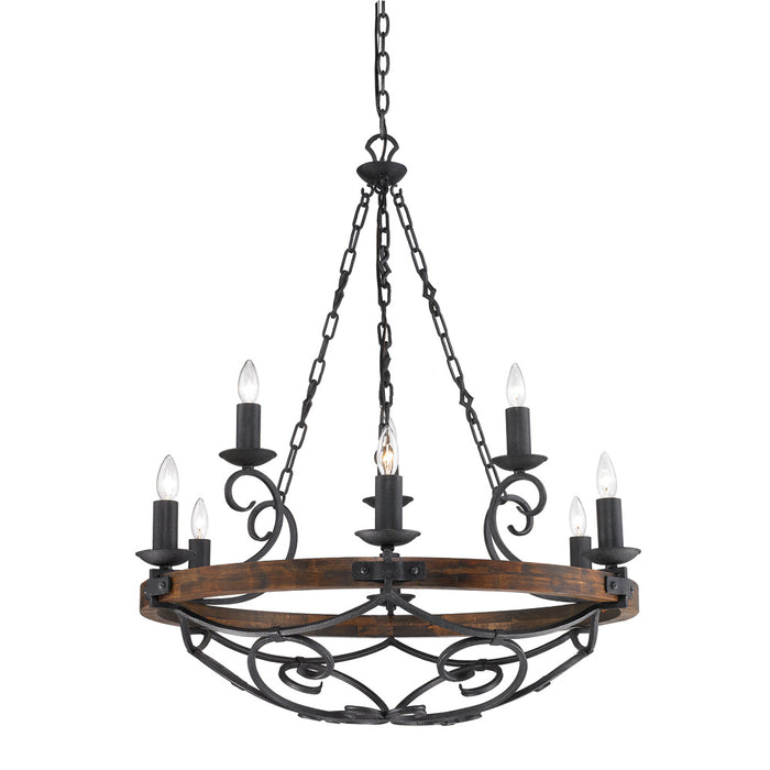 Golden - 1821-9 BI - Nine Light Chandelier - Madera - Black Iron