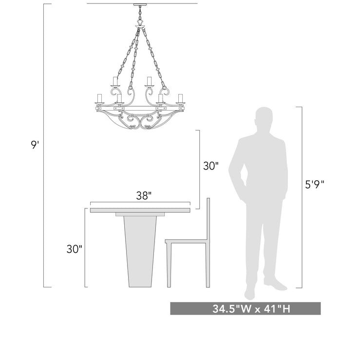 Golden - 1821-9 BI - Nine Light Chandelier - Madera - Black Iron