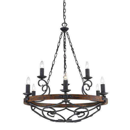 Golden - 1821-9 BI - Nine Light Chandelier - Madera - Black Iron