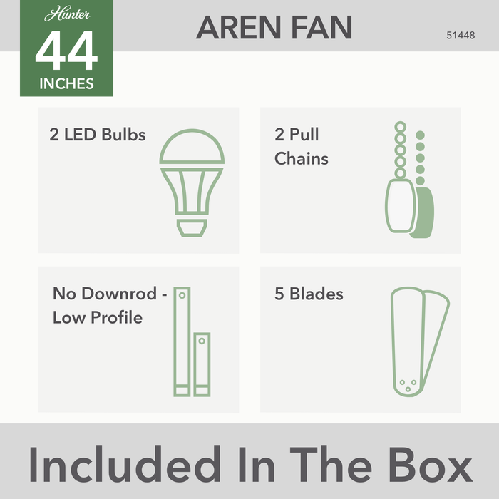 Aren 44" Ceiling Fan-Fans-Hunter-Lighting Design Store