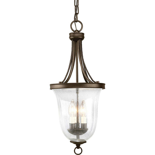 Seeded Glass Three Light Foyer Pendant Antique Bronze