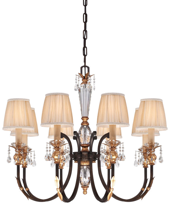 Metropolitan - N6648-258B - Eight Light Chandelier - Bella Cristallo - French Bronze With Gold Leaf Highlights